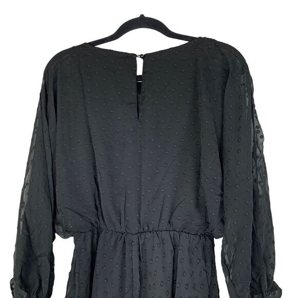 Urban Outfitters Lumière Black Swiss Dot Dolman Long Sleeve Mini Dress Size L - Picture 5 of 15
